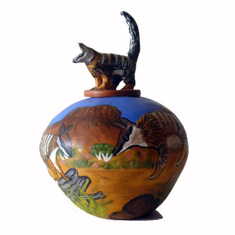 BandicootMany of the Hermannsburg potters are descendants of Albert Namatjira and influenced by his use of modern style and deep connection to the land.  Hermannsburg potters continue this tradition in their pots