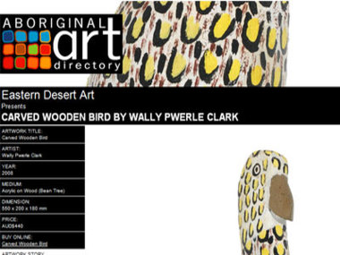 Eastern Desert Art presents Carved Wooden Bird by Wally Pwerle Clark