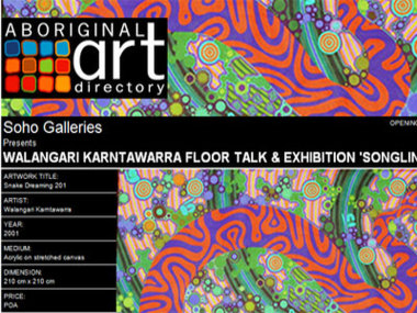 Exhibition 6 September 2008: Soho Galleries presents Walangari Karntawarra Floor Talk & Exhibition 'Songlines'